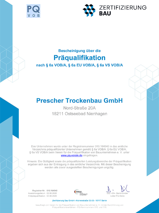 Prequalification according to VOB